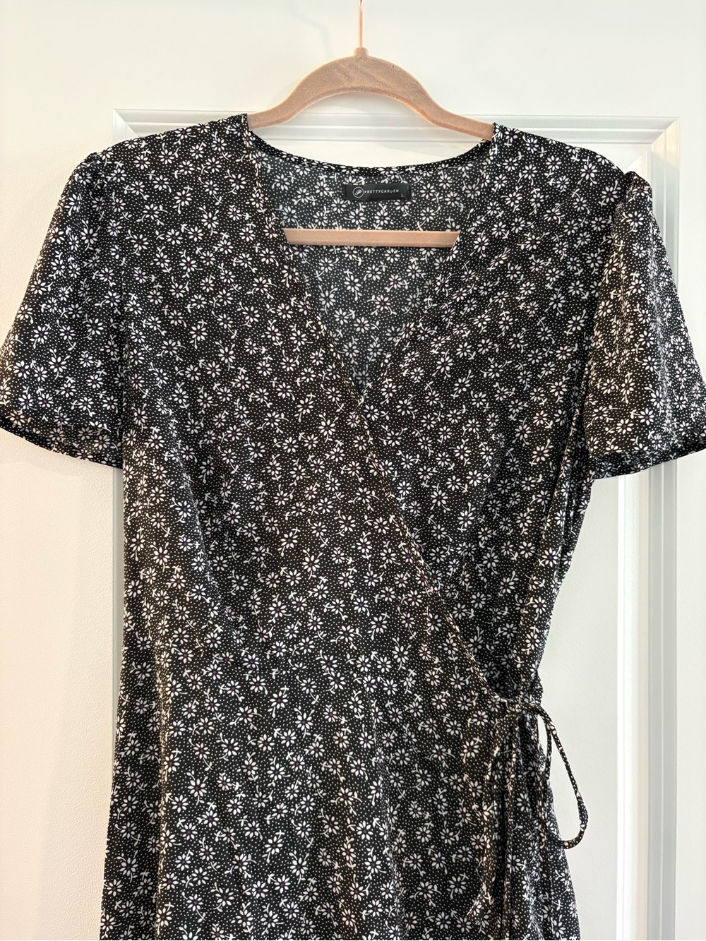 PrettyGarden Black Floral Dress with Pink Accents